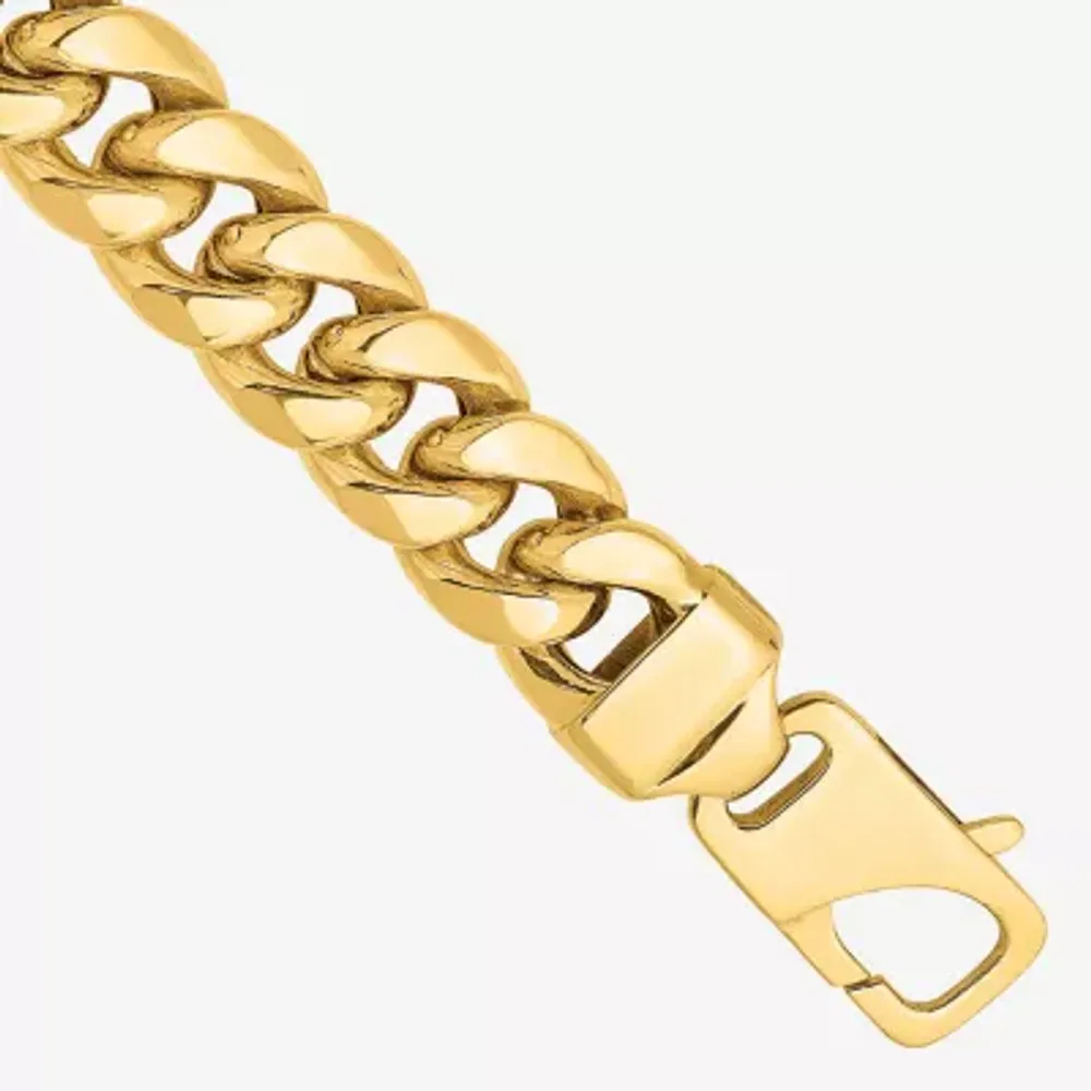 14K Gold 9 Inch Semisolid Cuban Chain Bracelet