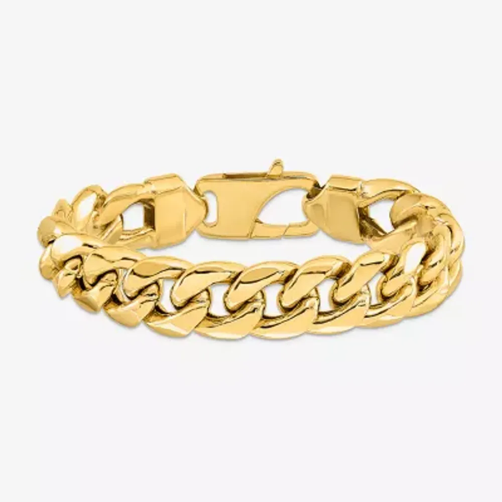 14K Gold 9 Inch Semisolid Cuban Chain Bracelet