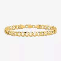 10K Gold 9 Inch Semisolid Curb Chain Bracelet