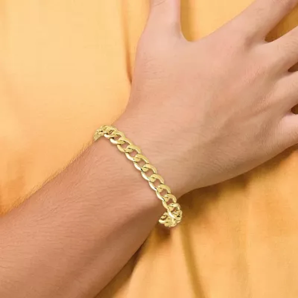 14K Gold 7 Inch Semisolid Curb Chain Bracelet