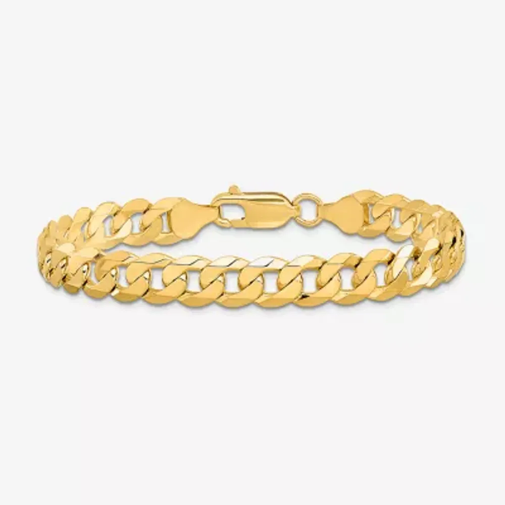 14K Gold 7 Inch Solid Curb Chain Bracelet