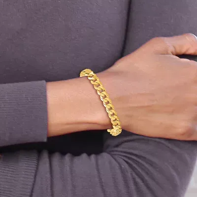 14K Gold Inch Solid Curb Chain Bracelet