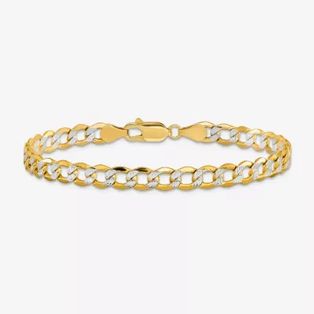 14K Gold 7 Inch Semisolid Curb Chain Bracelet