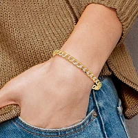 14K Gold 7 Inch Semisolid Curb Chain Bracelet