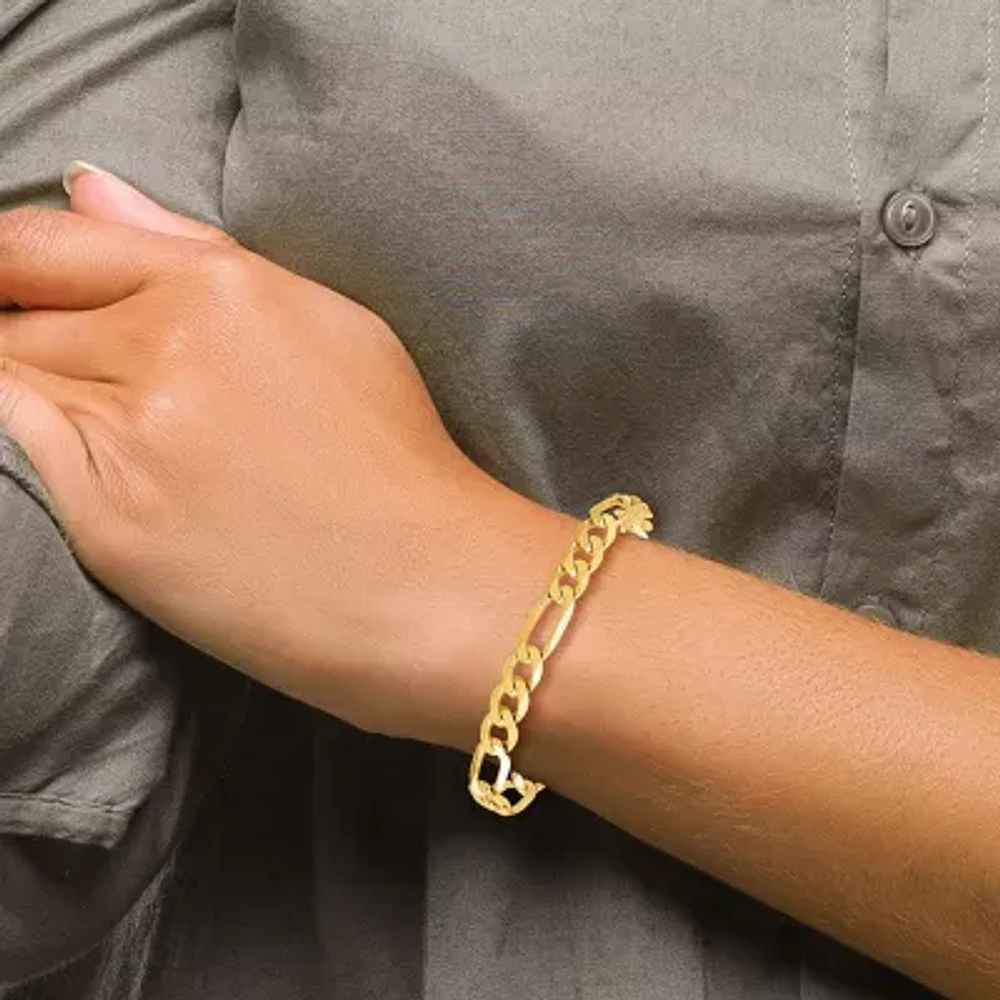 14K Gold 9 Inch Solid Figaro Chain Bracelet