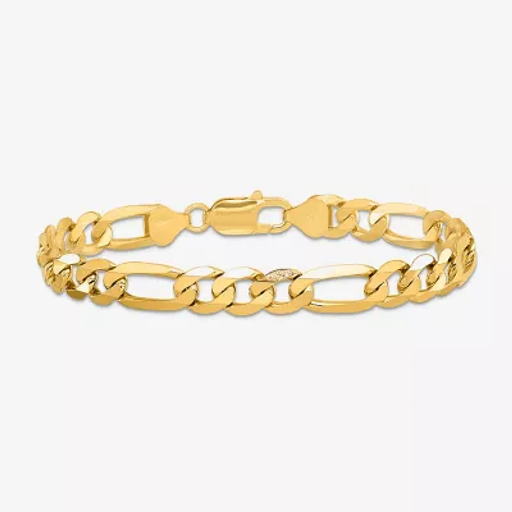 14K Gold 9 Inch Solid Figaro Chain Bracelet
