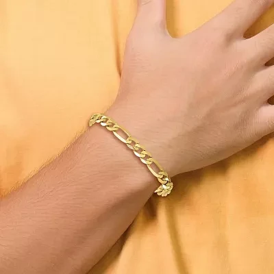 14K Gold 9 Inch Solid Figaro Chain Bracelet