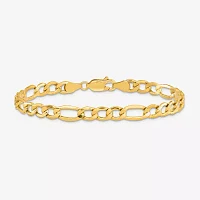 10K Gold Inch Semisolid Figaro Chain Bracelet