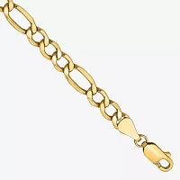 10K Gold 8 Inch Semisolid Figaro Chain Bracelet