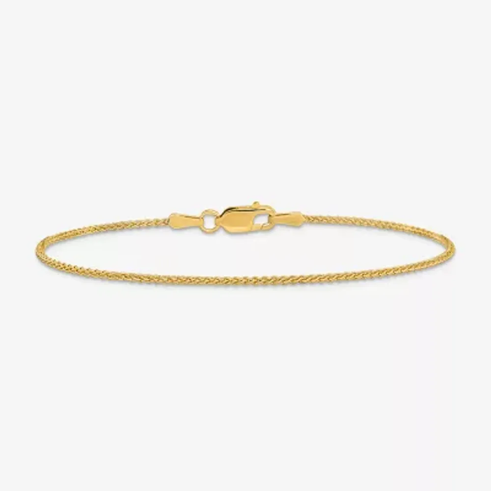 14K Gold 7 Inch Solid Wheat Chain Bracelet