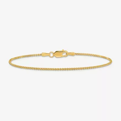 14K Gold 7 Inch Solid Wheat Chain Bracelet