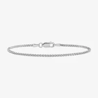 14K White Gold Solid Wheat Chain Bracelet