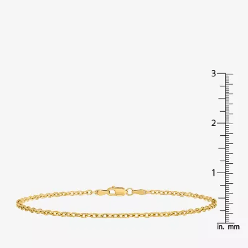 14K Gold Inch Solid Cable Ankle Bracelet