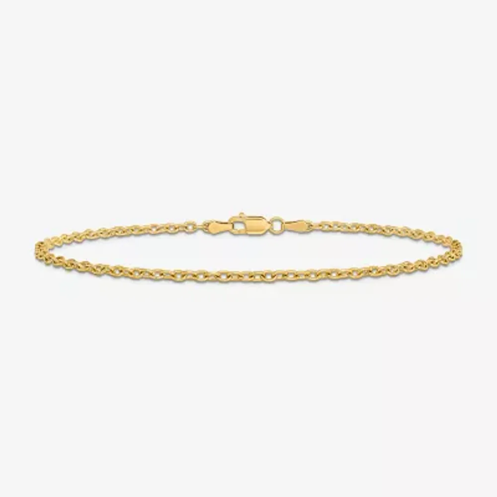 14K Gold Inch Solid Cable Ankle Bracelet