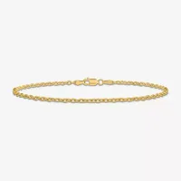 14K Gold Inch Solid Cable Ankle Bracelet