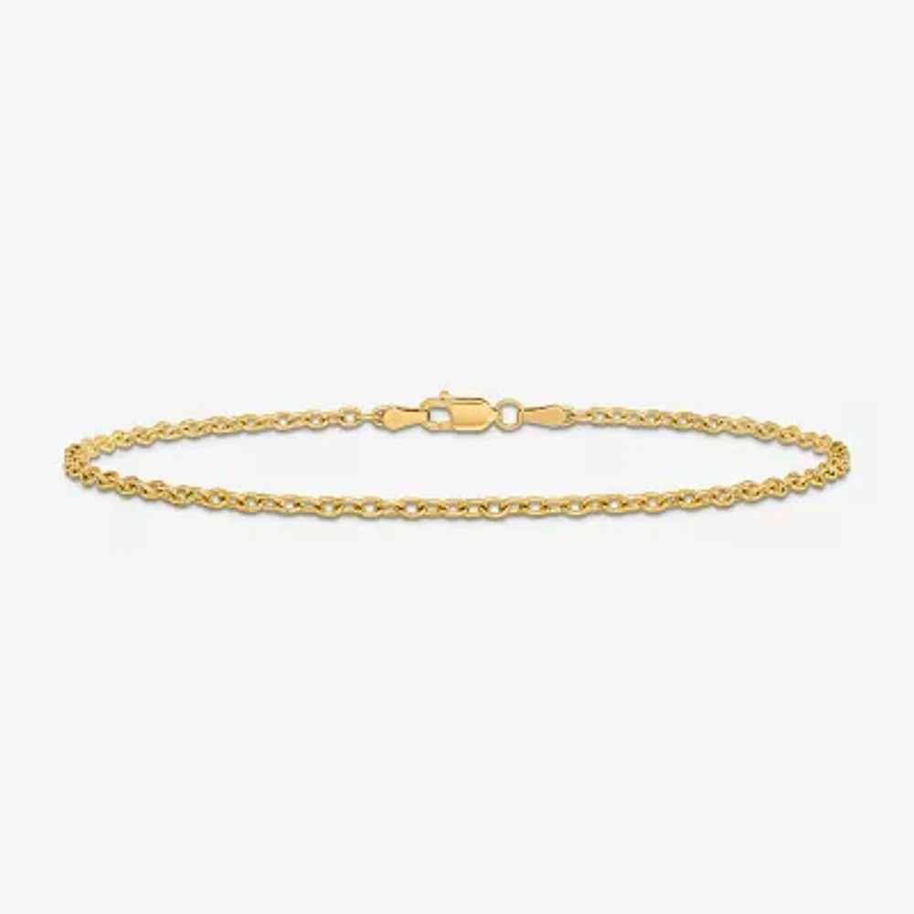 14K Gold Inch Solid Cable Ankle Bracelet