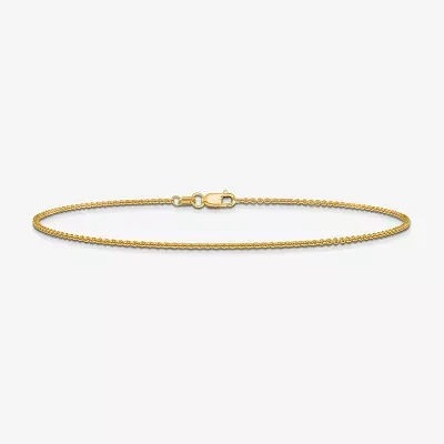 14K Gold 9 Inch Solid Cable Ankle Bracelet
