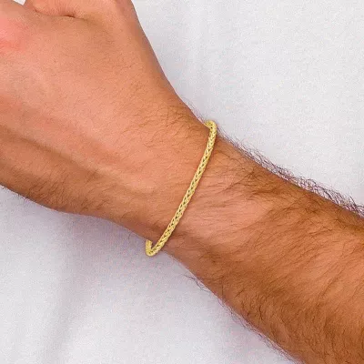 14K Gold 7.5 Inch Hollow Wheat Link Bracelet