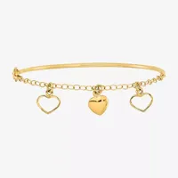 Cable 14K Gold Heart Bangle Bracelet