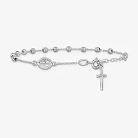 14K White Gold Cross Charm Bracelet