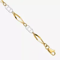 14K Two Tone Gold 7 Inch Semisolid Link Link Bracelet
