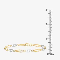 14K Two Tone Gold 7 Inch Semisolid Link Link Bracelet