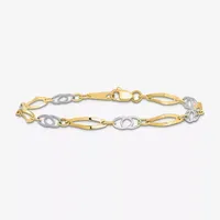 14K Two Tone Gold 7 Inch Semisolid Link Link Bracelet