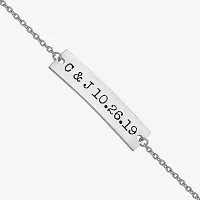 Personalized Couples Initials and Date Sterling Silver Bar Bracelet 