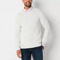 St. John's Bay Cable Mens Crew Neck Long Sleeve Pullover Sweater