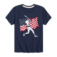 Little & Big Boys Americana Baseball Crew Neck Short Sleeve Graphic T-Shirt