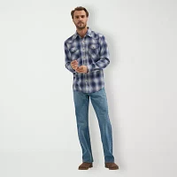 Wrangler Wrangler Broken Twill Woven Mens Regular Fit Long Sleeve Plaid Button-Down Shirt