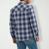 Wrangler Wrangler Broken Twill Woven Mens Regular Fit Long Sleeve Plaid Button-Down Shirt
