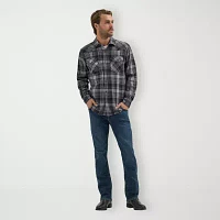 Wrangler Broken Twill Woven Mens Regular Fit Long Sleeve Plaid Button-Down Shirt