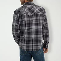 Wrangler Broken Twill Woven Mens Regular Fit Long Sleeve Plaid Button-Down Shirt