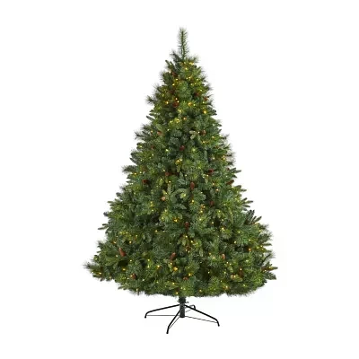 Nearly Natural Full Bodied Mixed Pine 7 1/2 Foot Pre-Lit Pine Christmas Tree