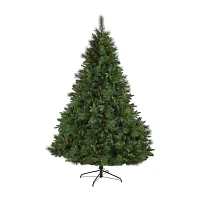 Nearly Natural Full Bodied Mixed Pine 7 1/2 Foot Pre-Lit Pine Christmas Tree