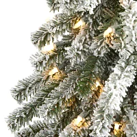 Nearly Natural 5 Foot Pre-Lit Flocked Pine Christmas Tree