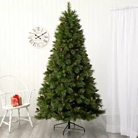 Nearly Natural Golden Tip 7 1/2 Foot Pre-Lit Pine Christmas Tree