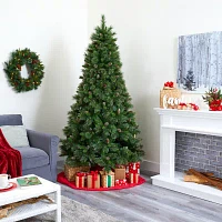 Nearly Natural Golden Tip 7 1/2 Foot Pre-Lit Pine Christmas Tree