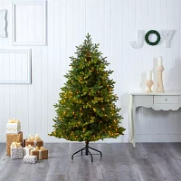 Nearly Natural 6 Foot Pre-Lit Fir Christmas Tree