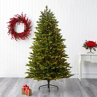 Nearly Natural North Carolina 7 Foot Pre-Lit Fir Christmas Tree