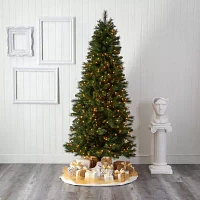 Nearly Natural  Slim 7 1/2 Foot Pre-Lit Pine Christmas Tree