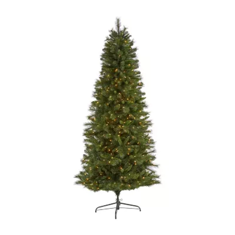 Nearly Natural  Slim 7 1/2 Foot Pre-Lit Pine Christmas Tree