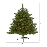 Nearly Natural Mixed 4 Foot Pre-Lit Pine Christmas Tree