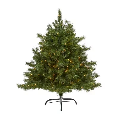 Nearly Natural 4ft Mixed Pine 4 Foot Pre-Lit Pine Christmas Tree