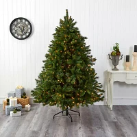 Nearly Natural 7ft Mixed Pine 7 Foot Pre-Lit Pine Christmas Tree