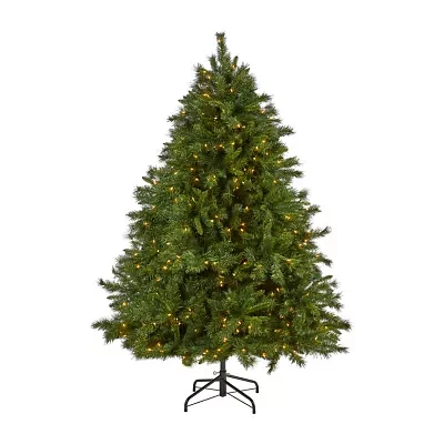 Nearly Natural 7ft Mixed Pine 7 Foot Pre-Lit Pine Christmas Tree