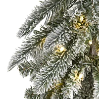 Nearly Natural Flocked Washington Alpine 4 1/2 Foot Pre-Lit Flocked Pine Christmas Tree