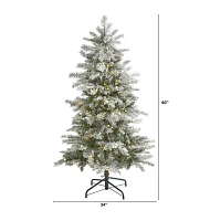 Nearly Natural Slim 5 Foot Pre-Lit Flocked Spruce Christmas Tree