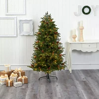 Nearly Natural Yukon Mountain 5 1/2 Foot Pre-Lit Fir Christmas Tree